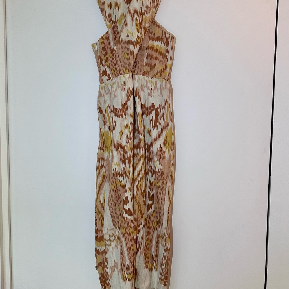 NWT Ulla Johnson, Amayah Dress, Ikat pattern cream, brown, and ochre, size 6-8